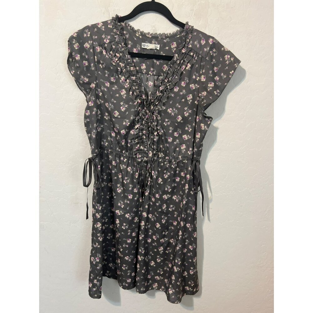 American Eagle Outfitters Sz L Grey Purple Side Tie Detail Mini Dress Beachy Sum
